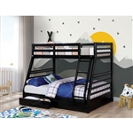 California Twin/Full Bunk Bed in Black Finish by Furniture of America - FOA-CM-BK588BK