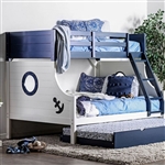 Nautia Twin/Full Bunk Bed in Blue/White Finish by Furniture of America - FOA-CM-BK629