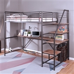 Rowley Twin/Workstation Bunk Bed in Sand Black/Natural Finish by Furniture of America - FOA-CM-BK657