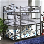 Olga Full/Full/Full Bunk Bed in Antique Black Finish by Furniture of America - FOA-CM-BK912F