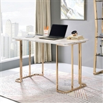 Delphine Executive Home Office Desk in Gold/White Finish by Furniture of America - FOA-CM-DK919WH