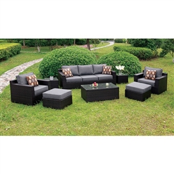 Helina 8 Piece Patio Set in Espresso Wicker by Furniture of America - FOA-CM-OS1827GY