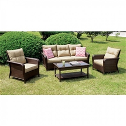 Jocelyn 4 Piece Patio Seating Set in Brown by Furniture of America - FOA-CM-OS1831