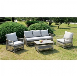 Jacquelyn 4 Piece Patio Seating Set in Light Gray by Furniture of America - FOA-CM-OS1832