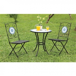 Aster 3 Piece Patio Set in Blue & Black by Furniture of America - FOA-CM-OT1801-T