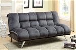 Marbelle Futon Sofa in Gray/Chrome Finish by Furniture of America - FOA-CM2904GY