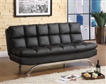 Aristo Futon Sofa in Black/Chrome Finish by Furniture of America - FOA-CM2906BK