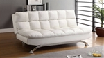 Aristo Futon Sofa in White/Chrome Finish by Furniture of America - FOA-CM2906WH