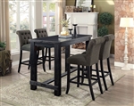 Sania II 5 Piece Bar Table Dining Set with Gray Chairs by Furniture of America - FOA-CM3324BK-BT-GRAY