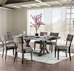 Leeds 7 Piece Dining Room Set in Gray Finish by Furniture of America - FOA-CM3387