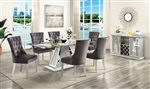 Regensdorf 7 Piece Dining Room Set in Metallic Silver/Dark Gray Finish by Furniture of America - FOA-CM3516T