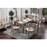 Taylah 7 Piece Dining Room Set in Weathered Gray/Beige Finish by Furniture of America - FOA-CM3607T-7PK