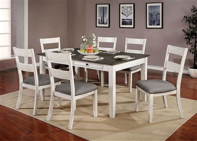 Anadia 7 Piece Dining Room Set in White/Gray Finish by Furniture of America - FOA-CM3715