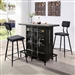 Dicarda 3 Piece Bar Table Dining Set in Black/Distressed Dark Oak Finish by Furniture of America - FOA-CM3789BK-BT