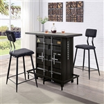 Dicarda 3 Piece Bar Table Dining Set in Black/Distressed Dark Oak Finish by Furniture of America - FOA-CM3789BK-BT