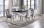 Neuveville 7 Piece Dining Room Set in Black/Chrome/Gray Finish by Furniture of America - FOA-CM3903BK-T