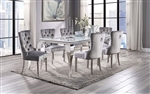 Neuveville 7 Piece Dining Room Set in White/Chrome/Gray Finish by Furniture of America - FOA-CM3903WH-T