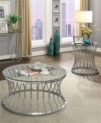 Esme 2 Piece Occasional Table Set in Chrome by Furniture of America - FOA-CM4172-2PK