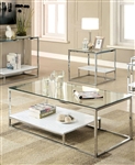 Vendi 2 Piece Occasional Table Set in White/Chrome by Furniture of America - FOA-CM4231WH-2PK