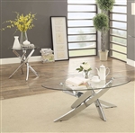 Laila 2 Piece Occasional Table Set in Chrome by Furniture of America - FOA-CM4241-2PK