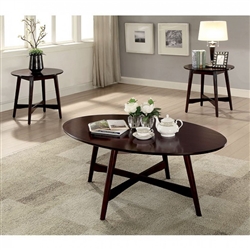 Selah 3 Piece Occasional Table Set in Brown Cherry by Furniture of America - FOA-CM4303-3PK