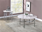 Mariah 2 Piece Occasional Table Set in White/Chrome Finish by Furniture of America - FOA-CM4797-2PK