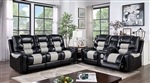 Leipzig 2 Piece Power Sofa Set in Black/Light Gray by Furniture of America - FOA-CM6080-PM