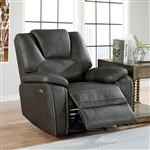 Ffion Power Recliner in Gray Finish by Furniture of America - FOA-CM6219GY-CH