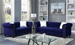 Giacomo 2 Piece Sofa Set in Blue by Furniture of America - FOA-CM6240BL