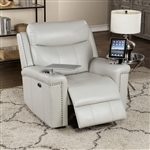 Florine Power Glider Recliner in Light Gray Finish by Furniture of America - FOA-CM6252LG-CH-PM