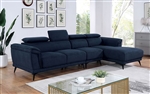 Napanee Sectional Sofa w/ Armless Chair in Navy Finish by Furniture of America - FOA-CM6254BL-AC