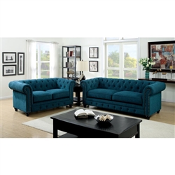 Stanford 2 Piece Sofa Set in Dark Teal by Furniture of America - FOA-CM6269TL