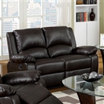 Oxford Motion Love Seat in Rustic Dark Brown by Furniture of America - FOA-CM6555-L