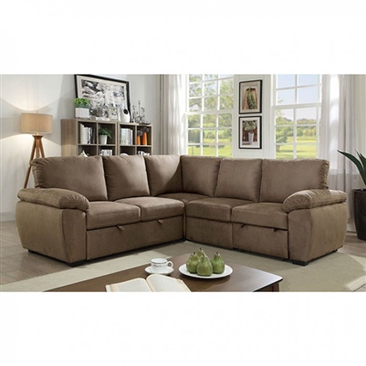 Alka Sectional Sofa in Light Brown by Furniture of America - FOA-CM6576