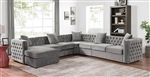 Baldassano Sectional Sofa w/ Armless Chair in Dark Gray Finish by Furniture of America - FOA-CM6746DG-SECT-AC