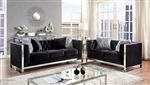 Evadne 2 Piece Sofa Set in Black Finish by Furniture of America - FOA-CM6748BK