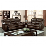 Pollux 2 Piece Recliner Sofa Set in Brown by Furniture of America - FOA-CM6981BR