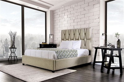 Deirdre Bed in Beige Finish by Furniture of America - FOA-CM7203-B