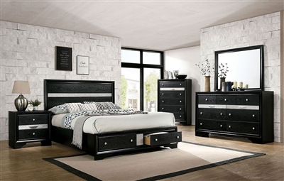 Chrissy 6 Piece Bedroom Set in Black Finish by Furniture of America - FOA-CM7552BK