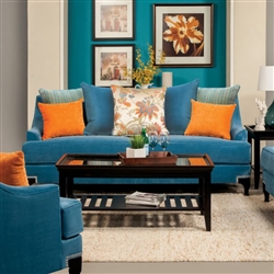 Vincenzo Love Seat in Peacock Blue by Furniture of America - FOA- SM2203-LV
