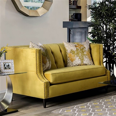 Tegan Love Seat in Royal Yellow by Furniture of America - FOA-SM2216-LV