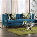 Azuletti Sofa in Dark Teal/Apple Green Finish by Furniture of America - FOA-SM2219-SF