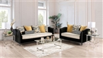 Maya 2 Piece Sofa Set in Black/Beige Finish by Furniture of America - FOA-SM2285