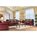 Tabitha 2 Piece Sofa Set in Wine by Furniture of America - FOA-SM6110