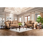 Nicanor 2 Piece Sofa Set in Tan & Gold by Furniture of America - FOA-SM6407