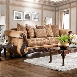 Nicanor Sofa in Tan & Gold by Furniture of America - FOA-SM6407-SF