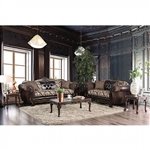 Quirino 2 Piece Sofa Set in Light Brown by Furniture of America - FOA-SM6416