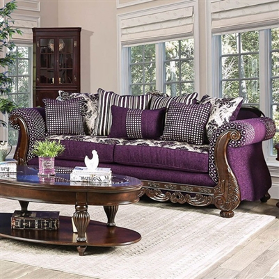 Emilia Sofa in Purple/Silver by Furniture of America - FOA-SM6419-SF