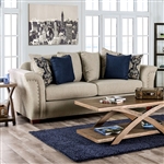 Belsize Sofa in Beige/Navy Finish by Furniture of America - FOA-SM6438-SF