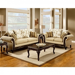 Doncaster 2 Piece Sofa Set in Tan by Furniture of America - FOA-SM7435